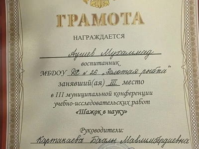 Грамота 3 место!